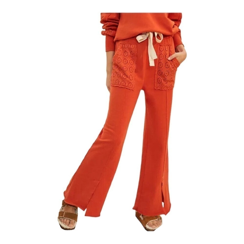 New Anthropologie Daily Practice Robyn Crochet Lounge Pants In Deep Clay Size Sp